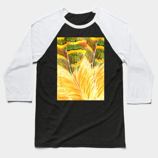 Boho green feather pattern Baseball T-Shirt